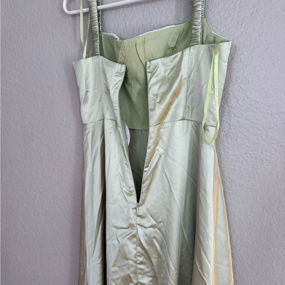 Selfie Leslie Belle De Jour Flounce Hem Midi Dress Pistachio Sage High Low Dress - Picture 7 of 8